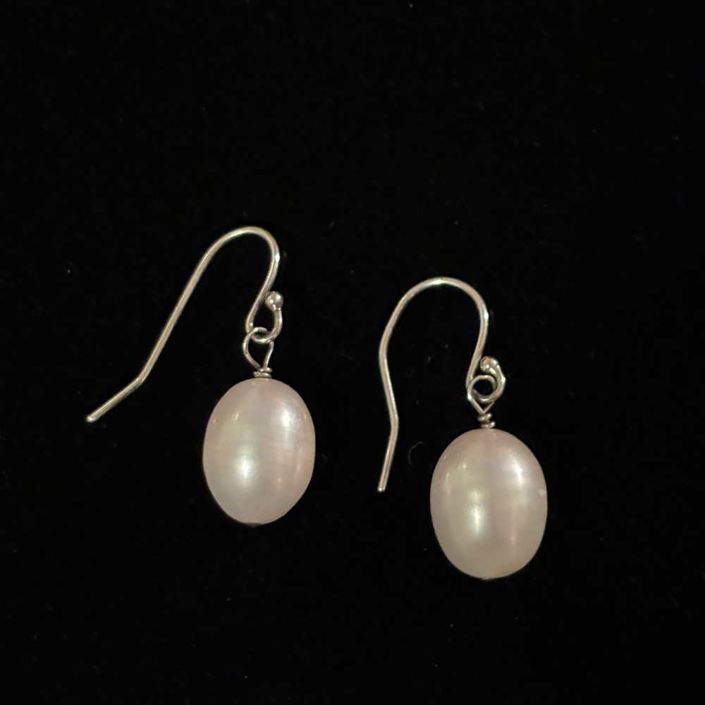 Classic Fresh Water White Pearl Dangle Earrings